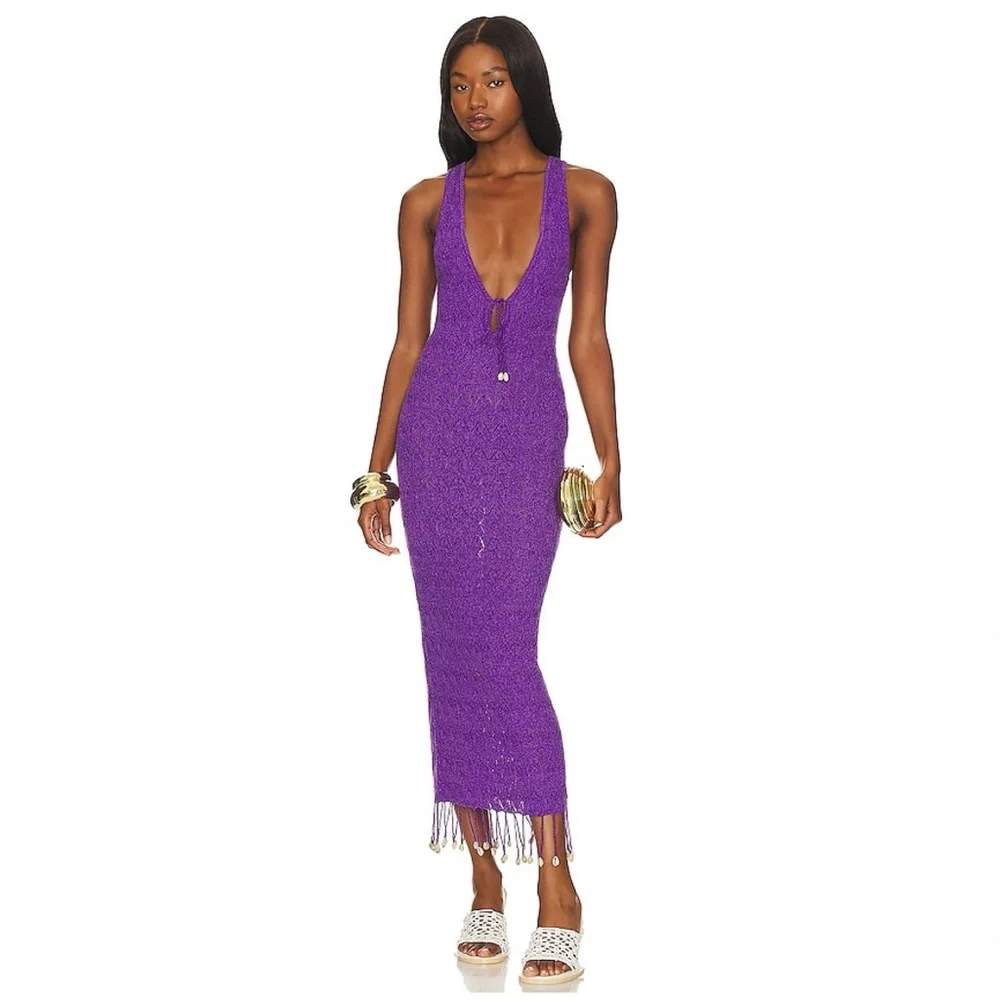 CAMILA COELHO Abeni Knit Midi Dress, Purple, Small